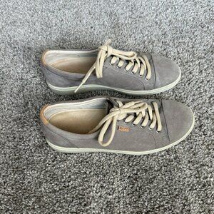 Great Condition - Ecco Soft Suede Sneakers Gray/Beige Womens EU Size 38